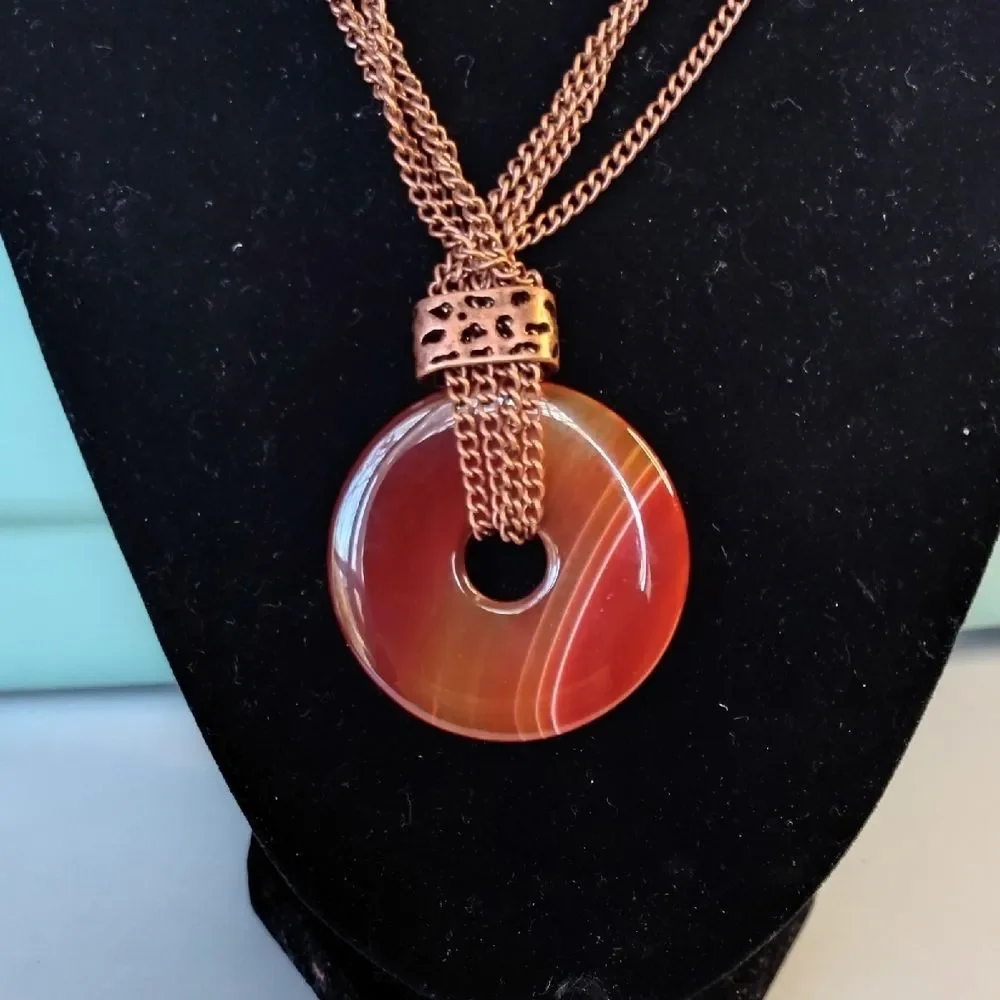 Cookie Lee Multi-StrandNecklace with Carnelian Pendant